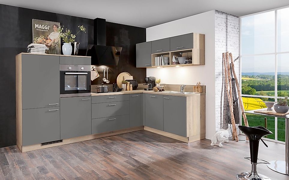 KOCHSTATION Küchenzeile »KS-Scafa, vormontiert, mit höhenverstellbaren Füße günstig online kaufen