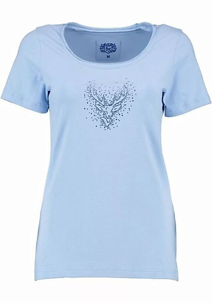 OS-Trachten Trachtenshirt Wimporo Kurzarm T-Shirt mit Strass-Hirsch auf der günstig online kaufen