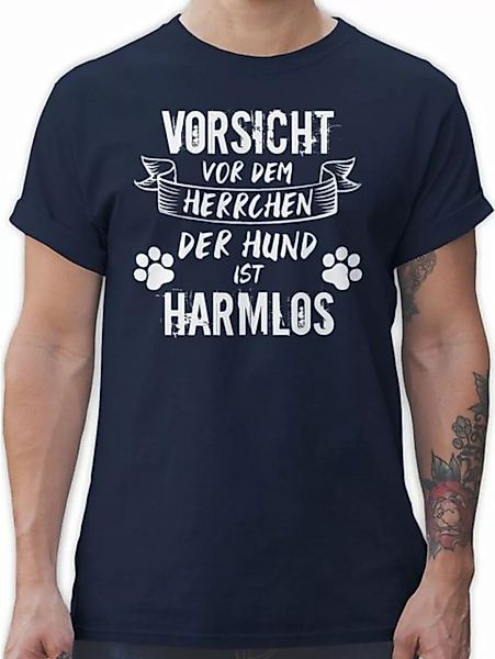 Shirtracer T-Shirt Vorsicht vor dem Herrchen der Hund ist harmlos - Grunge/ günstig online kaufen