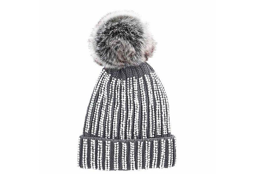 Antonio Strickmütze Antonio Strick Mütze Beanie mit Bommel und Pailletten d günstig online kaufen