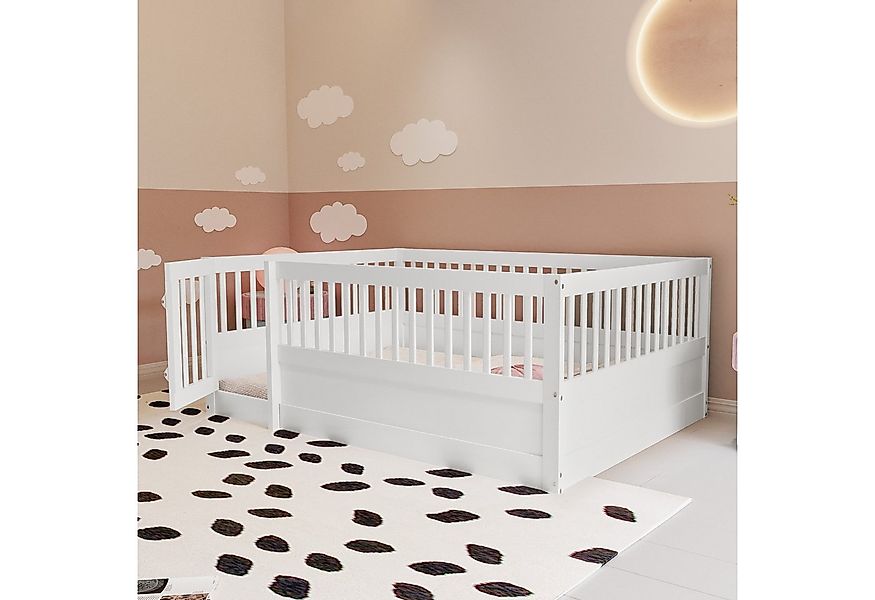 HAUSS SPOLE Kinderbett 140 x 200cm, Holzbettgestell mit Gitter und Tür, ohn günstig online kaufen