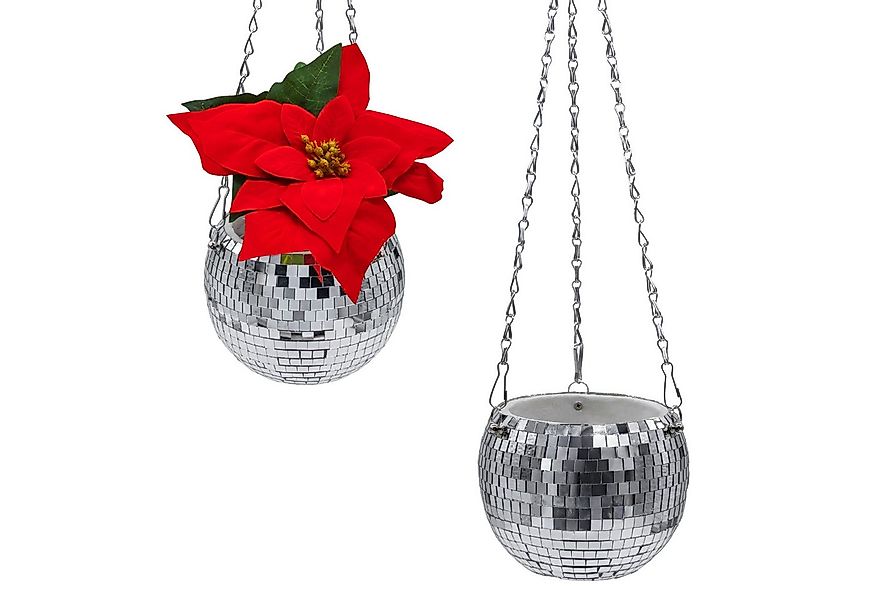 Spetebo Blumentopf Hänge Pflanztopf im Discokugel Design 15 cm mit Metallke günstig online kaufen