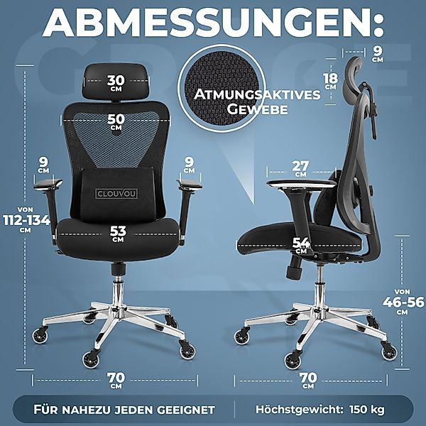 CLOUVOU Bürostuhl ergonomisch, CleverSeat Schreibtischstuhl bis günstig online kaufen
