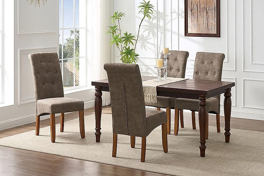 riess-ambiente Esszimmerstuhl CASA taupe/natur · Massivholzstuhl mit Zierkn günstig online kaufen