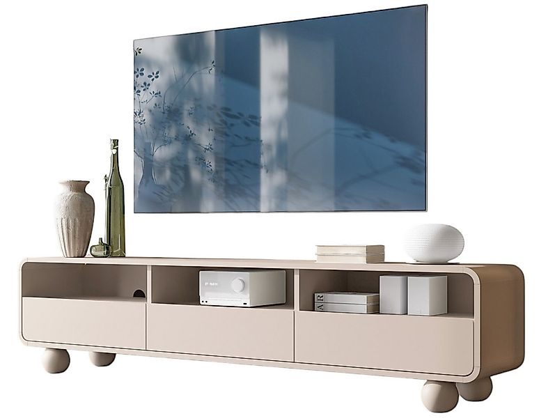 Compleo TV-Schrank 180 cm breit, Japandi design, Lowboard rund form ALDOS D günstig online kaufen