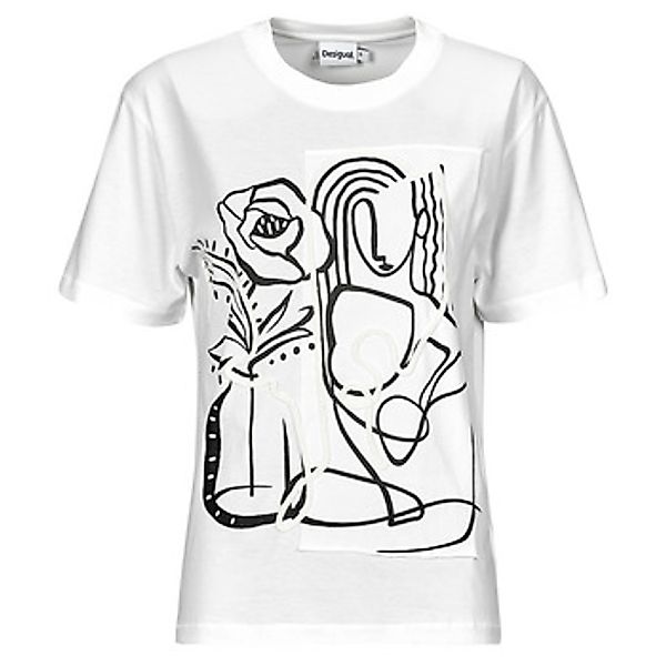 Desigual T-Shirt Weißes Damen T-Shirt: Kurzarm mit Print & günstig online kaufen