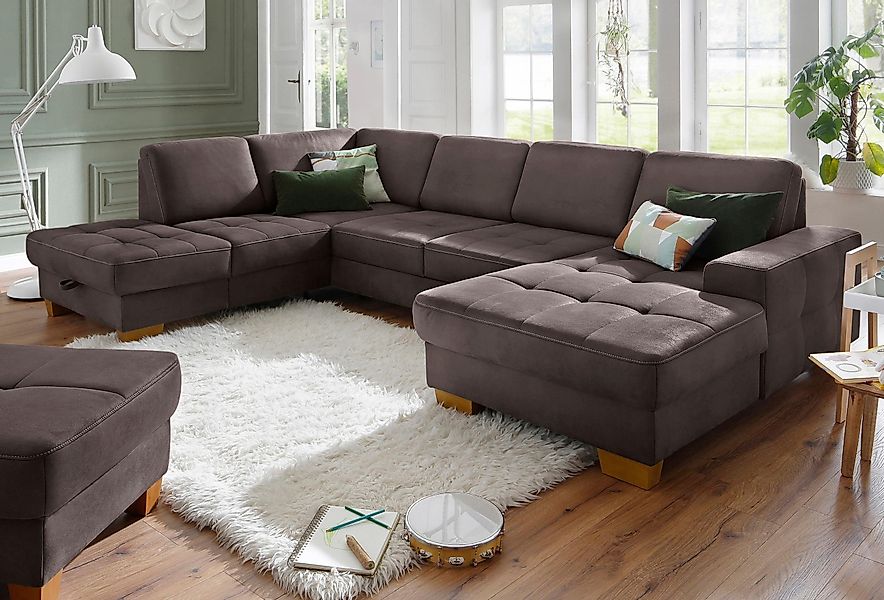 Home affaire Wohnlandschaft "Puccini U-Form", mit Federkern, Sitztiefenvers günstig online kaufen