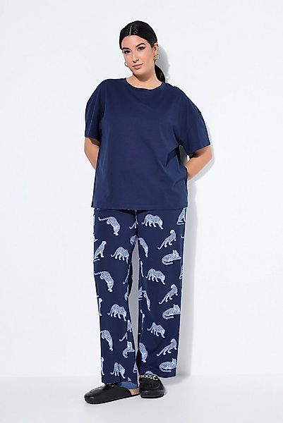 Studio Untold Pyjama Pyjama Zweiteiler uni Shirt lange Hose Leoparden günstig online kaufen