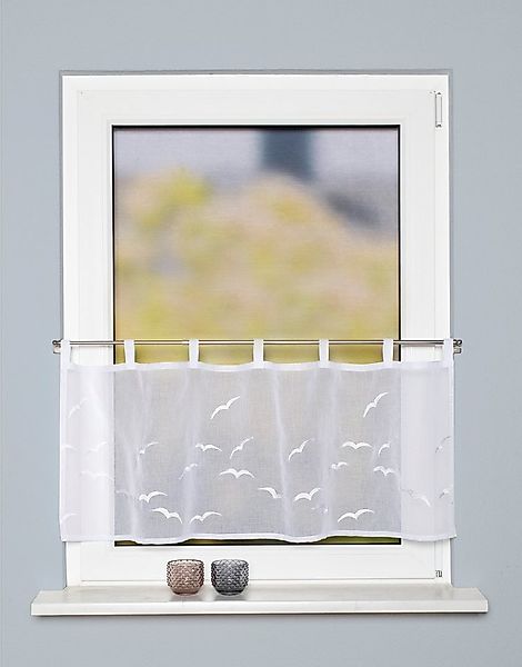 HOME WOHNIDEEN Scheibengardine THAYER (1 St), Schlaufen, halbtransparent, S günstig online kaufen