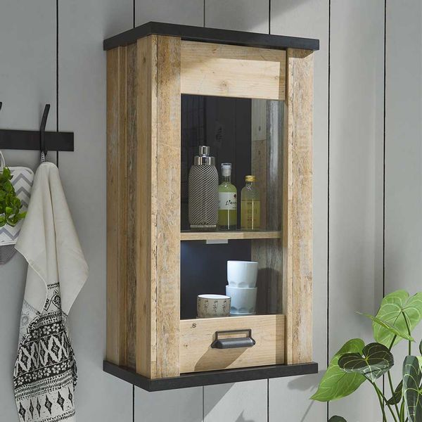 Landhaus Oberschrank Küche mit Glastür 50 cm breit - 90 cm hoch günstig online kaufen