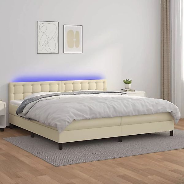 Vidaxl Boxspringbett Mit Matratze & Led Creme 200x200 Cm Kunstleder günstig online kaufen