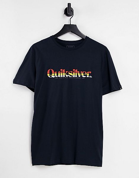 Quiksilver – T-Shirt in Schwarz mit Logo in Primärfarben günstig online kaufen