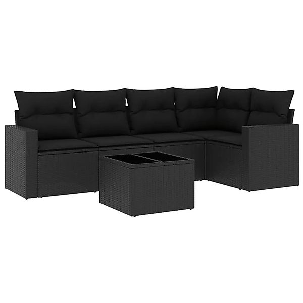 vidaXL 6-Tlg Garten-Sofagarnitur mit Kissen Schwarz Poly Rattan 3251272 günstig online kaufen