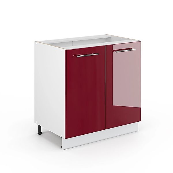 Vicco Spülenunterschrank Fame-Line Bordeaux Hochglanz/Weiß 80 cm mit Regal günstig online kaufen