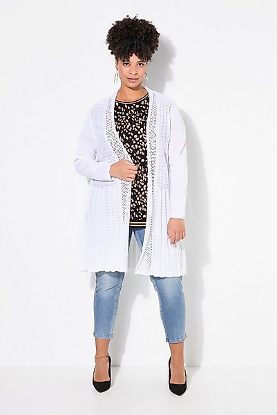 MIAMODA Strickjacke Strickjacke längere A-Linie Strukturmix Wellensaum günstig online kaufen