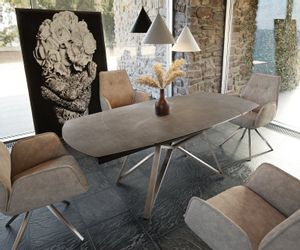 DELIFE Esstisch Carlow, Braun Keramik 130/200x95x76cm günstig online kaufen