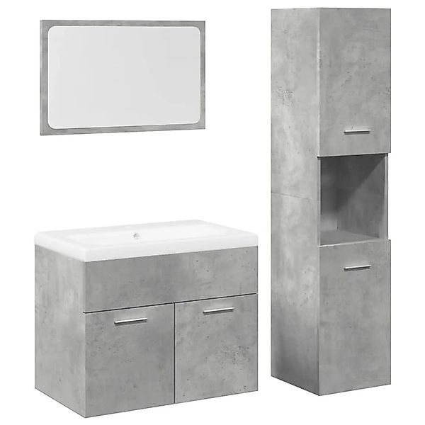 vidaXL 4-Tlg Badmöbel-Set Betongrau Holzwerkstoff 3324880 günstig online kaufen