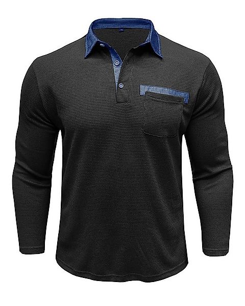Allthemen Poloshirt Herren langarm Poloshirt mit Brusttasche Polohemd mit K günstig online kaufen