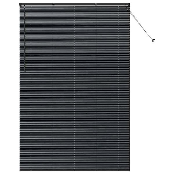 vidaXL Balkenjalousien mit Vorhängen Schwarz 220 x 145 cm Aluminium 4200618 günstig online kaufen
