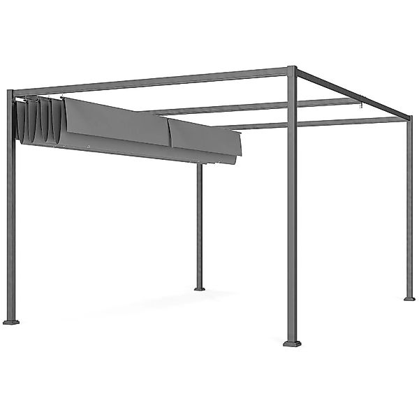 Outsunny Pergola Stahl Polyester Dunkelgrau 400L x 300B x 222H cm günstig online kaufen