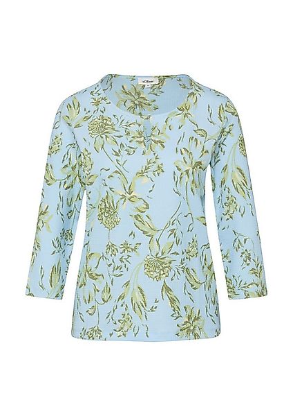 s.Oliver 3/4-Arm-Shirt T-Shirt Gemustertes Jerseyshirt mit Knopf-Detail günstig online kaufen