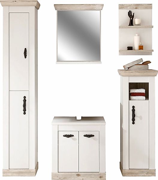 Home affaire Badmöbel-Set "Florenz, Bad im Landhausstil, 5-teiliges Badezim günstig online kaufen