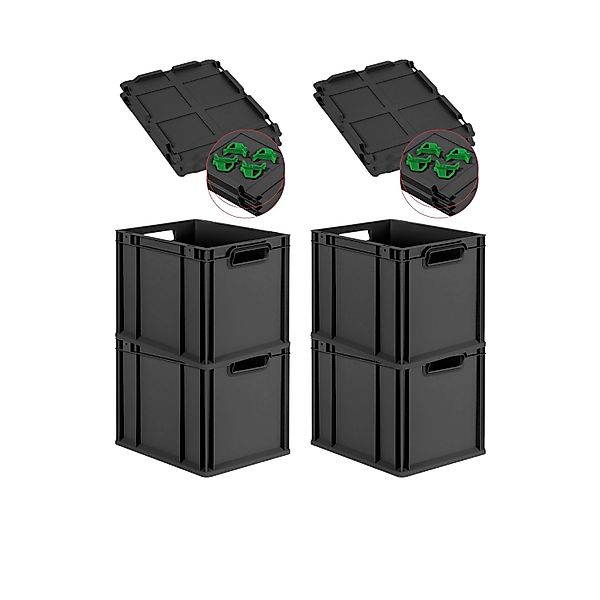 PROREGAL SuperSparSet 4x Eurobox Nextgen Grip Mit Auflagedeckel Und Grünen günstig online kaufen