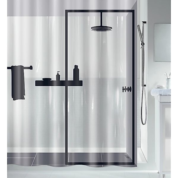 Spirella Duschvorhang Illusion 180 cm x 200 cm Schwarz-Transparent günstig online kaufen