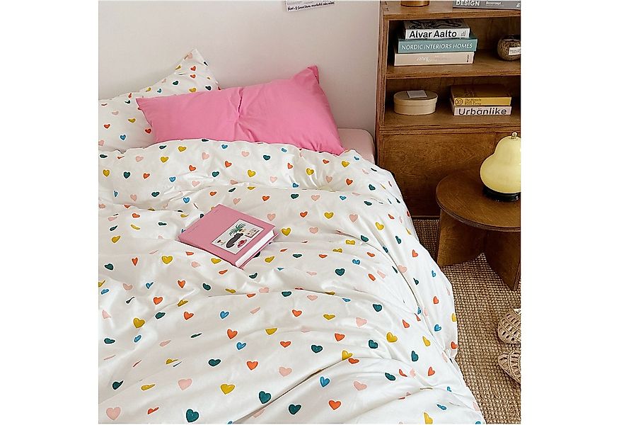 KEAYOO Bettwäsche Bunt Herz, Baumwolle, 2 teilig, Baumwolle Bettwäsche Mit günstig online kaufen