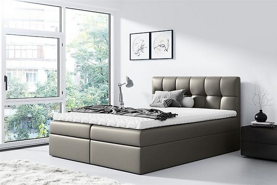Fun Möbel Boxbett Schlafzimmerbett CARMEN in Kunstleder Grau (inkl. Bettkas günstig online kaufen
