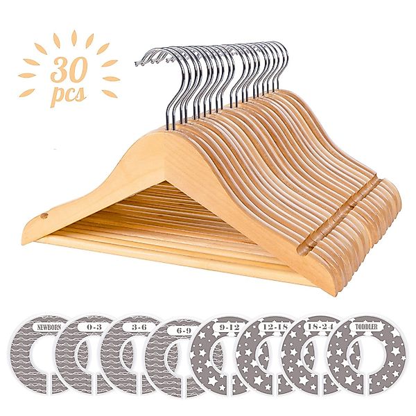 ElitVita Kleiderbügel Baby Holz Kinderkleiderbügel, mit günstig online kaufen