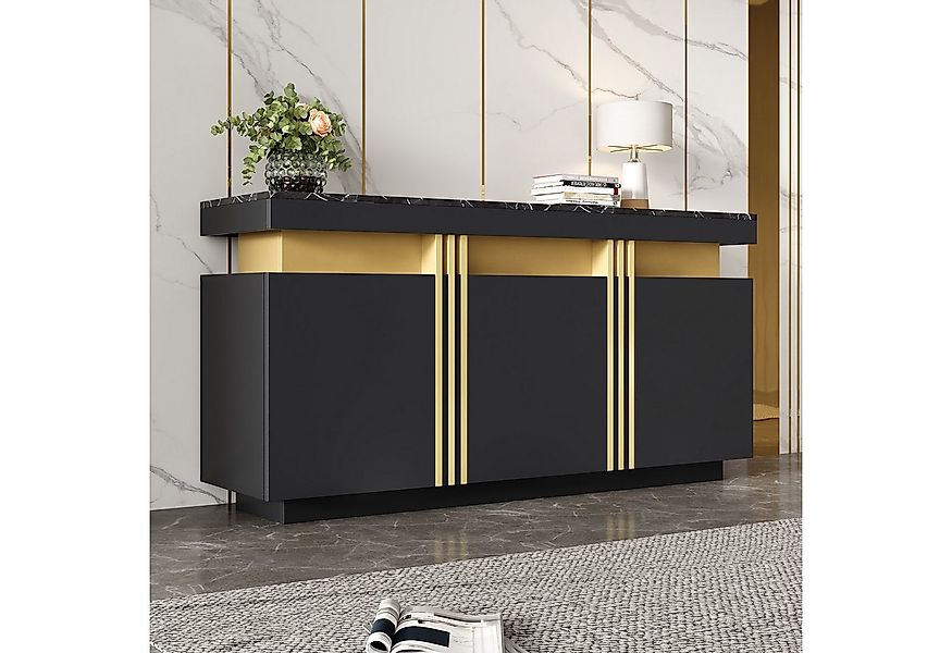 Merax Sideboard Aufbewahrungsschrank Anrichte mit Marmoroptik (1 St., 140x3 günstig online kaufen