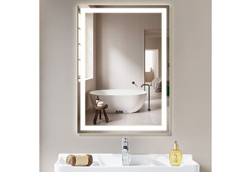 ZMH Badspiegel mit LED Leuchtung mit Touch-Funktion Weiß Wandspiegel (Packu günstig online kaufen