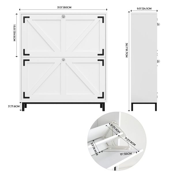 VOWNER Schuhschrank mit 2 Klappen, Freistehendem günstig online kaufen