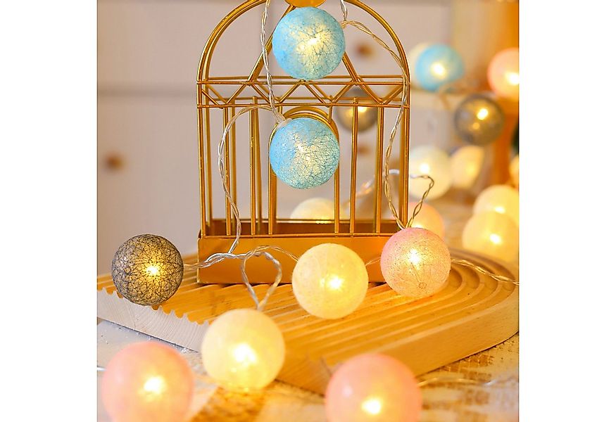 MUPOO LED-Lichterkette Wattebällchen Lichterkette Batteriebetrieben LED-Fes günstig online kaufen