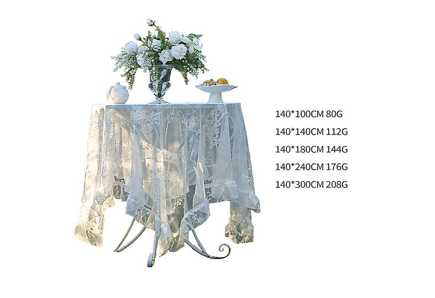 Refttenw Tischdecke Vintage Stickerei Elegante Blume Runde Spitze Tischdeck günstig online kaufen