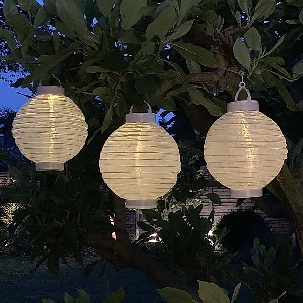 3 Stück Solar Lampions Weiß Garten Laterne zum Aufhängen LED Warmweiß Ø 20c günstig online kaufen