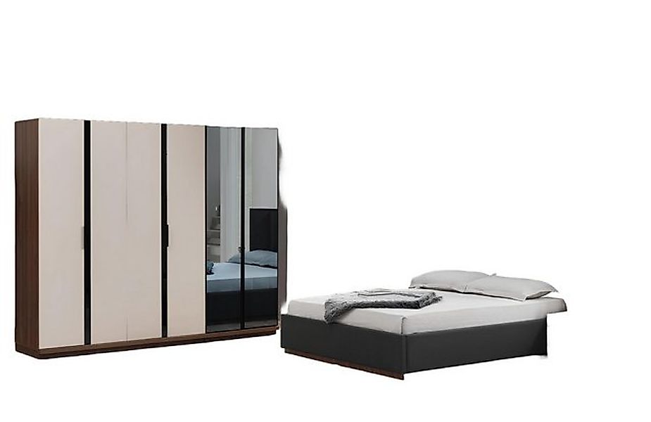 JVmoebel Bett Garnitur Schlafzimmer Doppelbett Bett Nachttische Schrank Gra günstig online kaufen