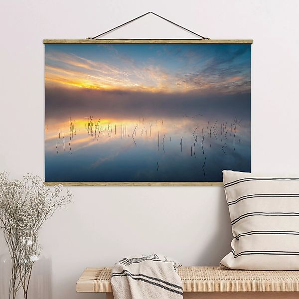 Stoffbild Landschaft mit Posterleisten - Querformat Sonnenaufgang schwedisc günstig online kaufen