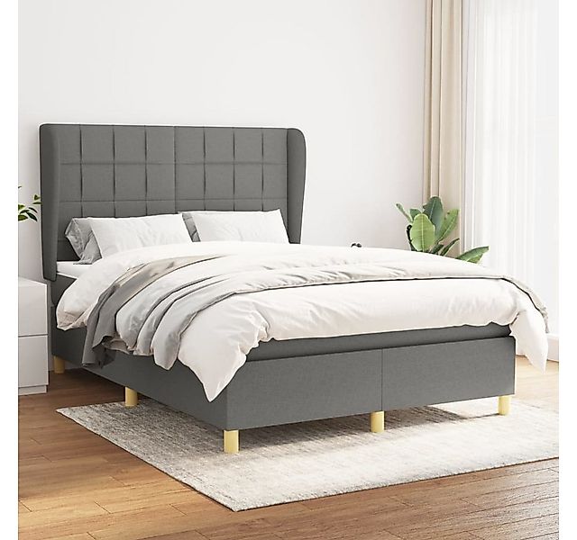 vidaXL Boxspringbett Boxspringbett mit Matratze Dunkelgrau 140x200 cm Stoff günstig online kaufen