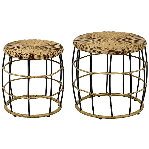 Outsunny Beistelltisch 2er-Set Rattan Couchtisch (Sofatisch, günstig online kaufen