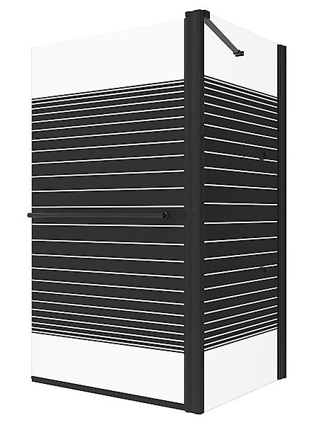 AQUABATOS Badewannenaufsatz Eck Glas mit Seitenwand schwarz 70x80 70x120cm, günstig online kaufen