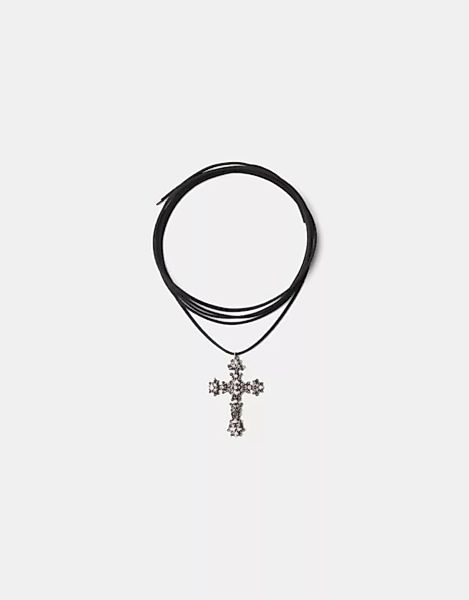 Bershka Choker-Halskette Mit Kreuz Im Boho-Stil Damen Silber günstig online kaufen