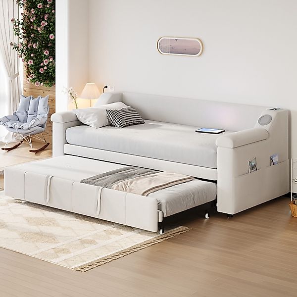 Odikalo Ausziehbett Schlafsofa Polsterbett USB Ablagefächern günstig online kaufen