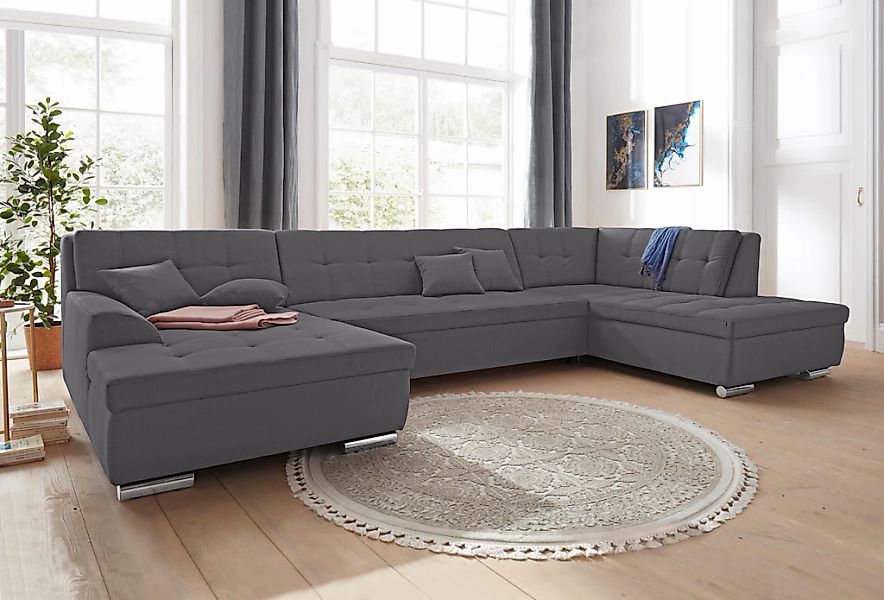 DOMO collection Wohnlandschaft "Aversa U-Form", wahlweise mit Bettfunktion, günstig online kaufen