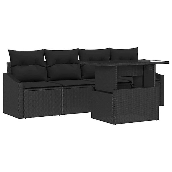 vidaXL Garten-Sofa-Set mit Speicher 5-Tlg Schwarz Poly Rattan 3357646 günstig online kaufen