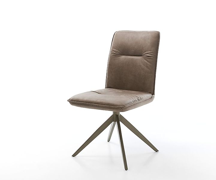 Drehstuhl Vinjo-Flex Mikrofaser Taupe Vintage Kreuzgestell breit Effektfini günstig online kaufen