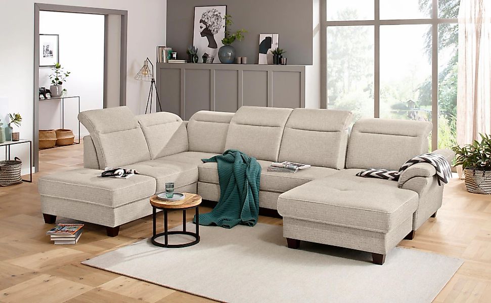 Home affaire Wohnlandschaft "Solvei U-Form" Sitztiefenverstellung und Feder günstig online kaufen