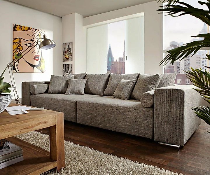 DELIFE Big-Sofa Marbeya, Hellgrau 290x110 cm mit Schlaffunktion Big-Sofa günstig online kaufen