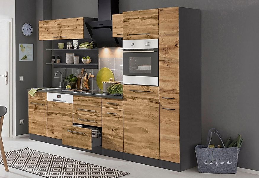 KOCHSTATION Küchenzeile KS-Tulsa, ohne E-Geräte, Breite 270 cm, schwarze Me günstig online kaufen